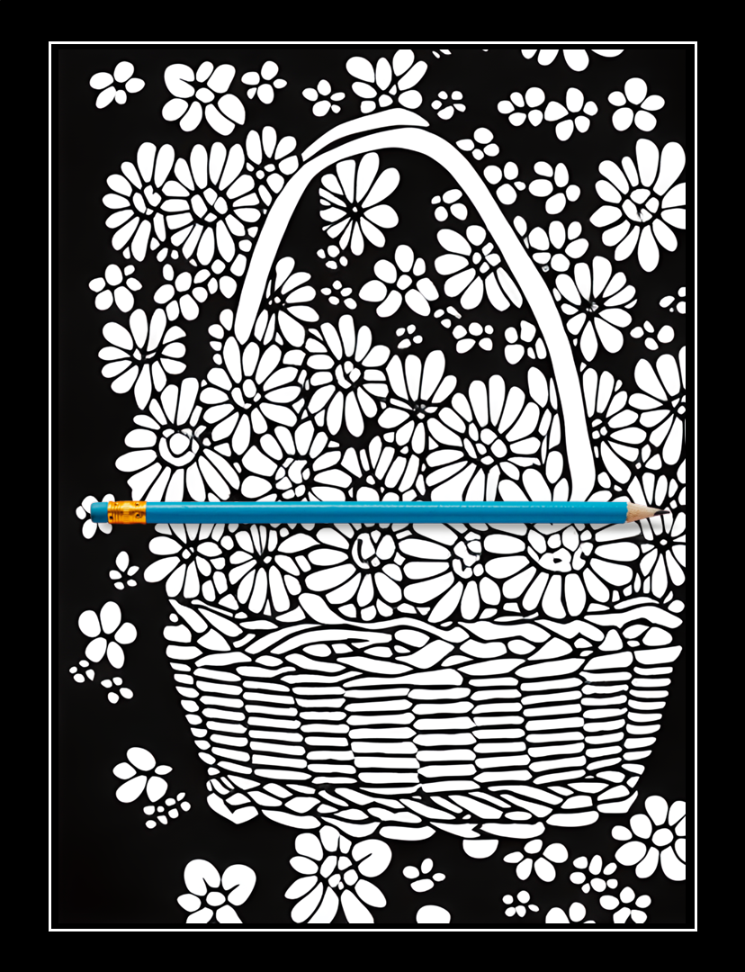 Black Background Flower Bouquets Coloring Book For Adults - Paget Blue