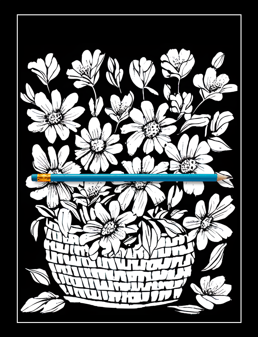 Black Background Flower Bouquets Coloring Book For Adults - Paget Blue