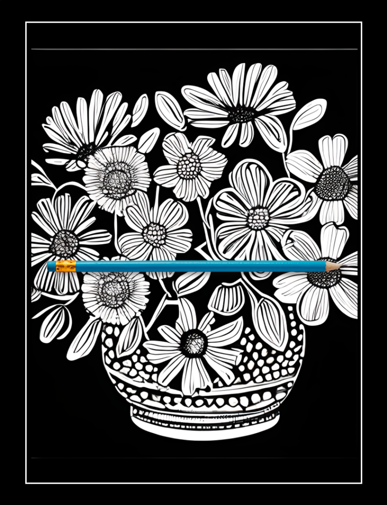 Black Background Flower Bouquets Coloring Book For Adults - Paget Blue