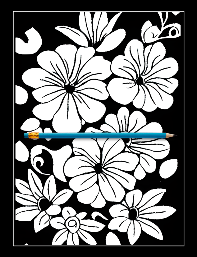 Black Background Flower Bouquets Coloring Book For Adults - Paget Blue