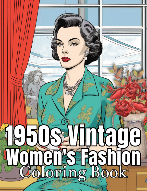 1950s Vintage Women's Fashion Coloring Book